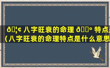 🦢 八字旺衰的命理 🌺 特点是（八字旺衰的命理特点是什么意思）